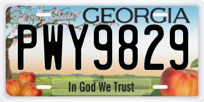 GA license plate PWY9829