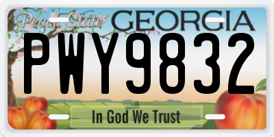 GA license plate PWY9832