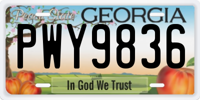 GA license plate PWY9836