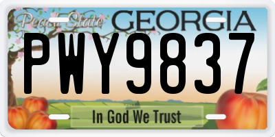 GA license plate PWY9837