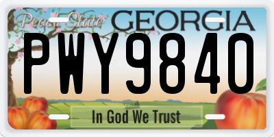GA license plate PWY9840