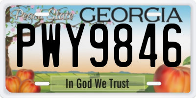 GA license plate PWY9846
