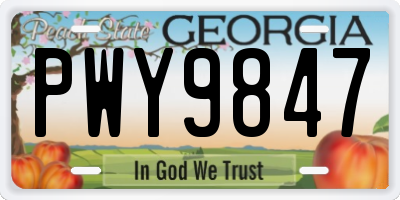 GA license plate PWY9847