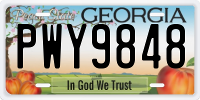 GA license plate PWY9848