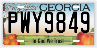 GA license plate PWY9849