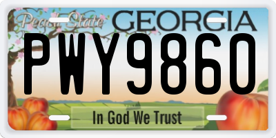 GA license plate PWY9860