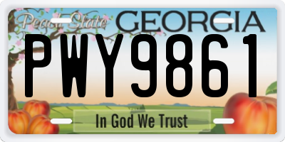 GA license plate PWY9861