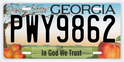 GA license plate PWY9862