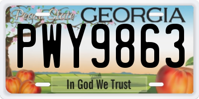 GA license plate PWY9863