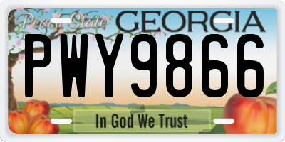 GA license plate PWY9866