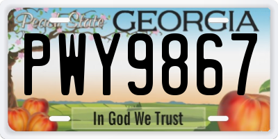 GA license plate PWY9867