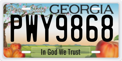 GA license plate PWY9868
