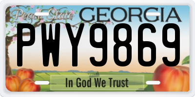 GA license plate PWY9869
