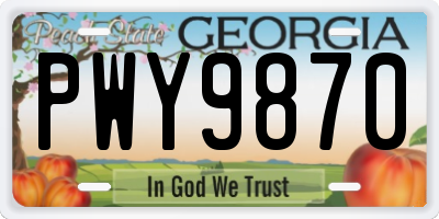 GA license plate PWY9870