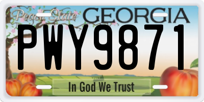 GA license plate PWY9871