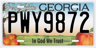 GA license plate PWY9872