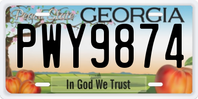 GA license plate PWY9874