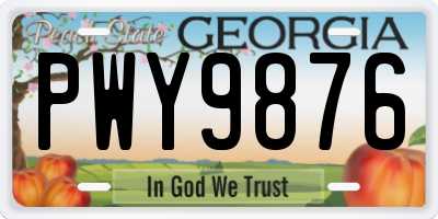 GA license plate PWY9876