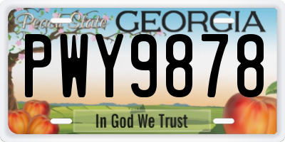 GA license plate PWY9878