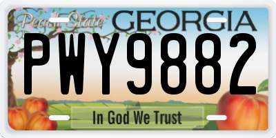 GA license plate PWY9882