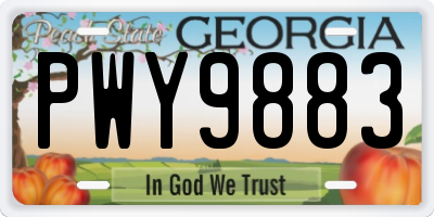 GA license plate PWY9883
