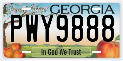 GA license plate PWY9888