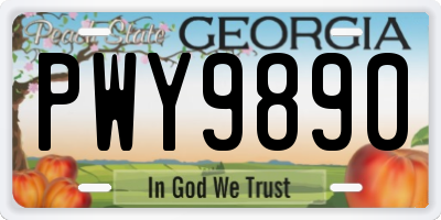 GA license plate PWY9890