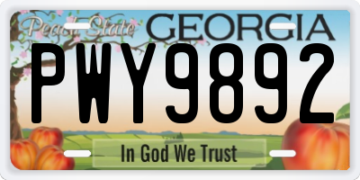 GA license plate PWY9892