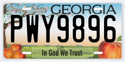 GA license plate PWY9896