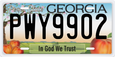 GA license plate PWY9902