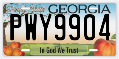 GA license plate PWY9904