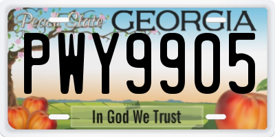 GA license plate PWY9905