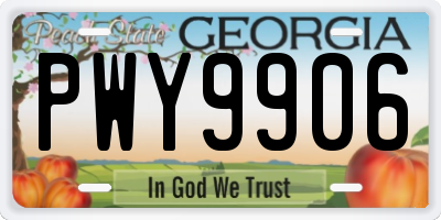GA license plate PWY9906