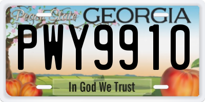 GA license plate PWY9910