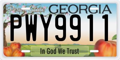 GA license plate PWY9911