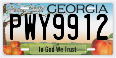 GA license plate PWY9912