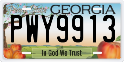 GA license plate PWY9913