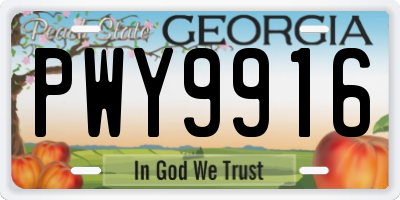 GA license plate PWY9916