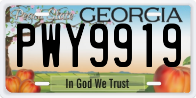 GA license plate PWY9919