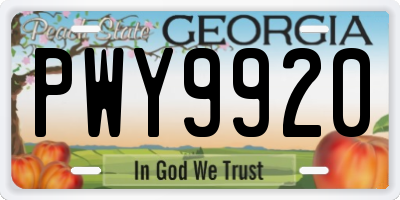 GA license plate PWY9920
