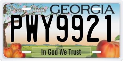 GA license plate PWY9921
