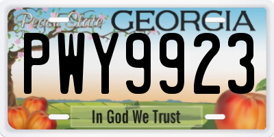 GA license plate PWY9923