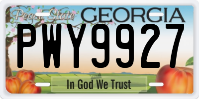 GA license plate PWY9927