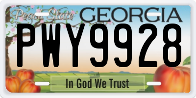 GA license plate PWY9928