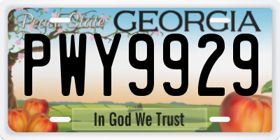GA license plate PWY9929