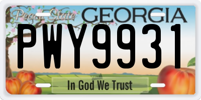 GA license plate PWY9931