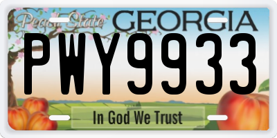 GA license plate PWY9933