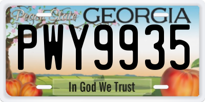 GA license plate PWY9935