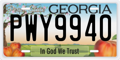 GA license plate PWY9940