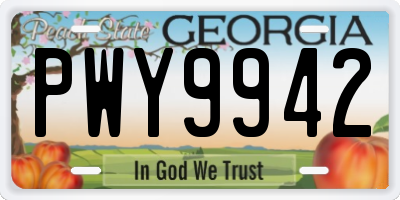 GA license plate PWY9942